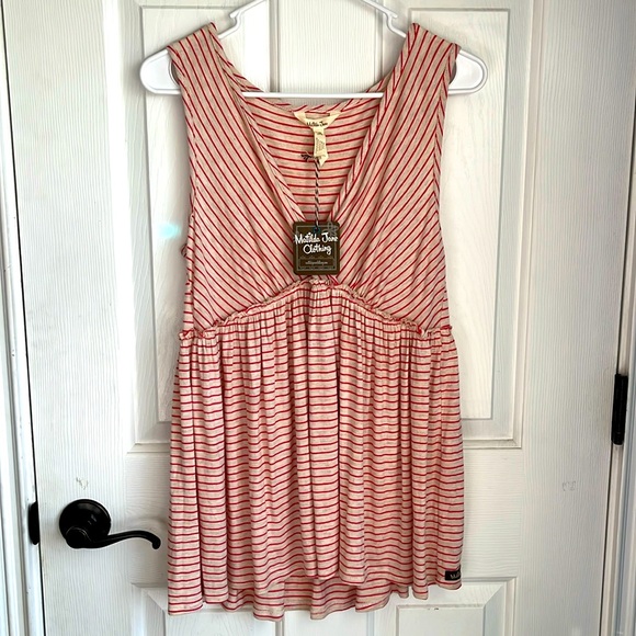 Matilda Jane Tops - Matilda Jane - Women’s Red Striped Baby Doll Tank Top Size Medium